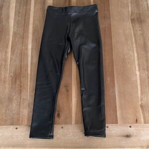 Girls Black Faux Leather Leggings